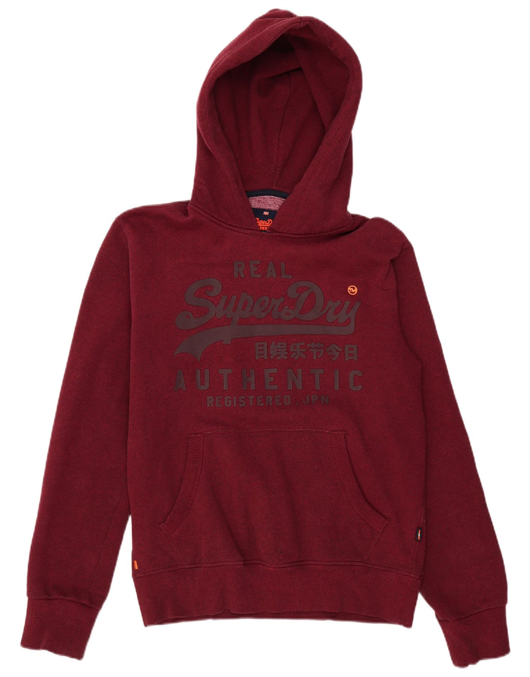 Maglione con cappuccio grafico da uomo SUPERDRY in cotone bordeaux medio