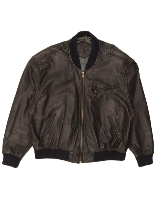 Giacca in pelle bomber da uomo Trapper UK 46 3XL Pelle nera