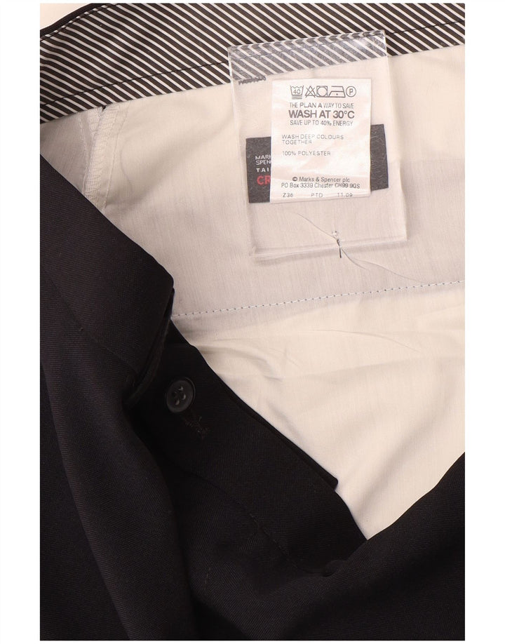 Pantaloni da abito dritti da uomo Marks & Spencer W40 L31 poliestere blu navy