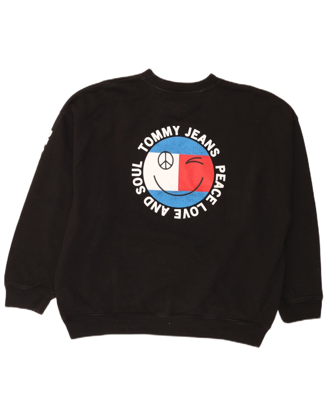 Tommy Hilfiger Felpa grafica da uomo Maglione grande cotone nero