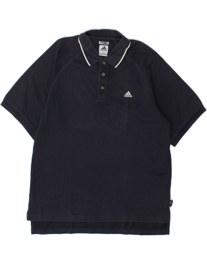 ADIDAS Mens Climalite Polo Shirt Medium Navy Blue Cotton Vintage Adidas and Second-Hand Adidas from Messina Hembry 