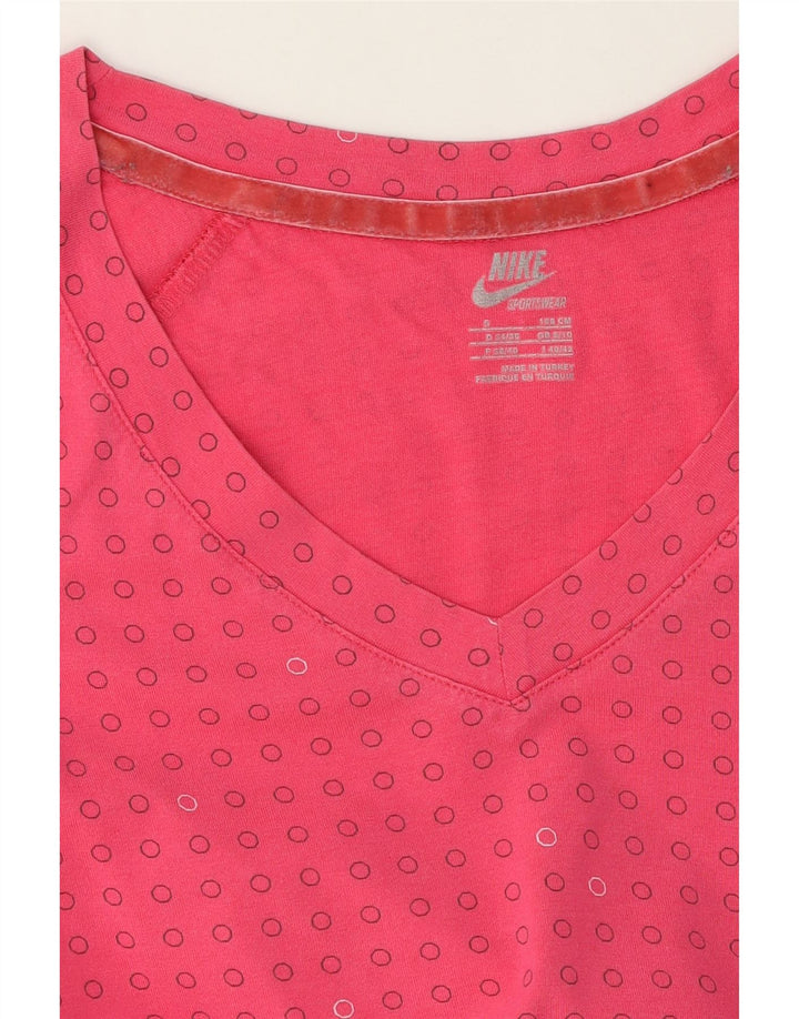 NIKE Womens T-Shirt Top UK 8/10 Small Pink Spotted Vintage Nike and Second-Hand Nike from Messina Hembry 