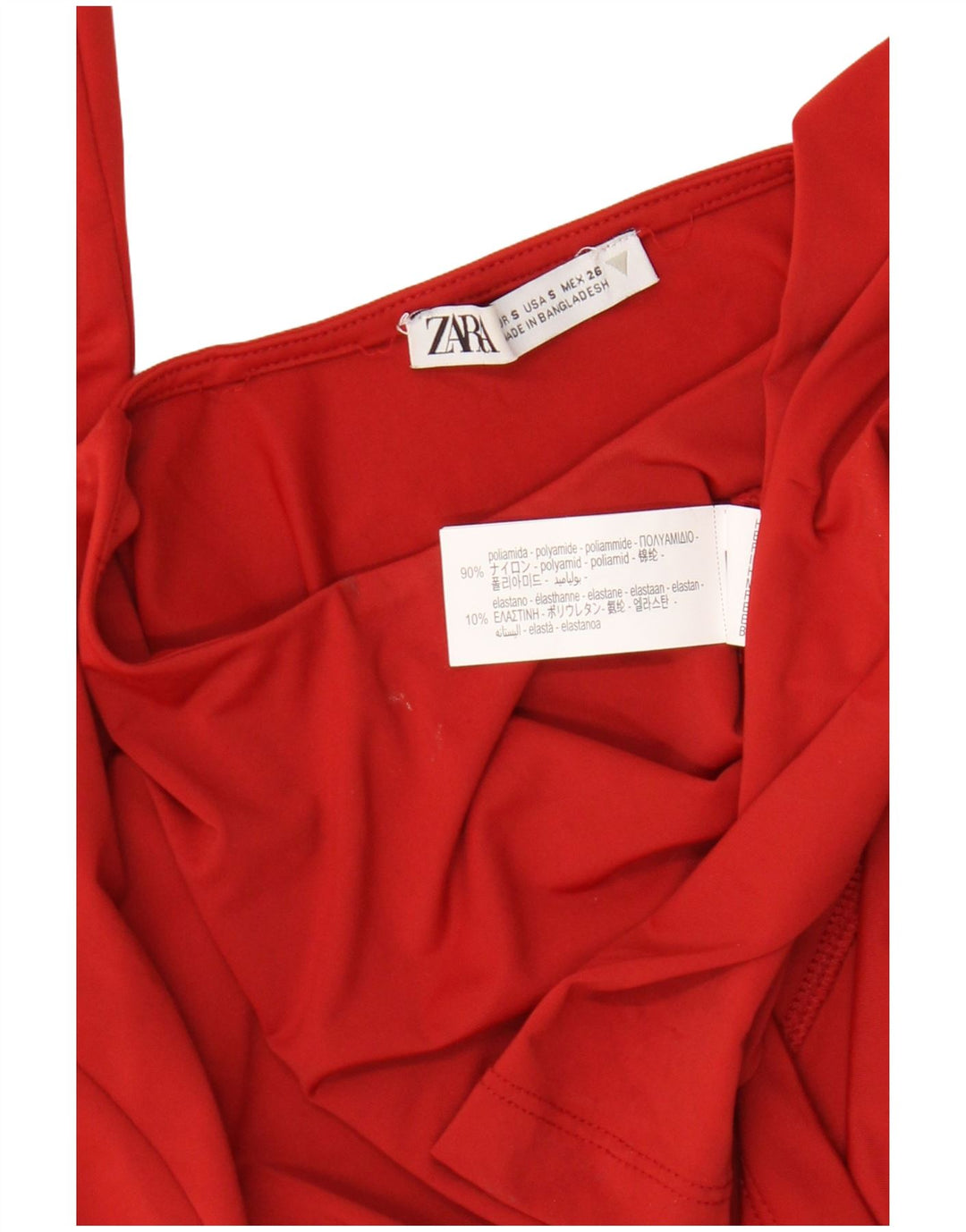 Top corto da donna Zara a maniche lunghe UK 8 Small rosso in poliammide