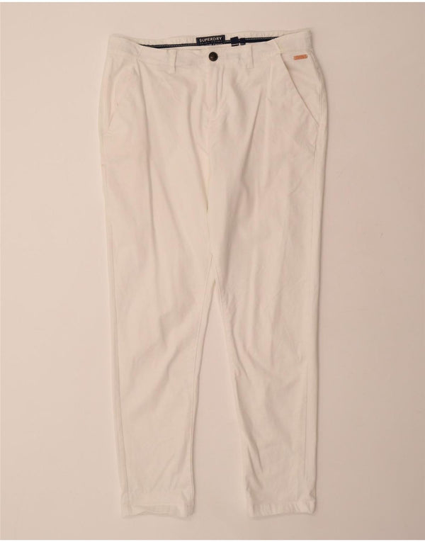 Pantaloni chino slim da donna SUPERDRY UK 16 Large W34 L29 Cotone bianco