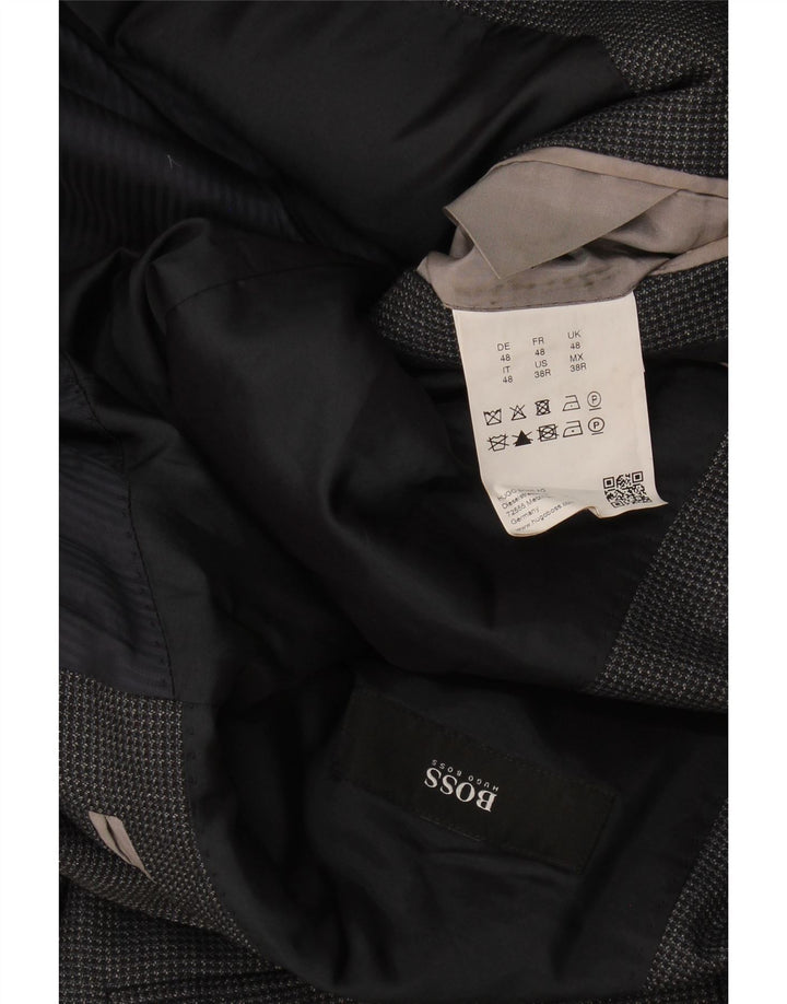 Giacca blazer a 2 bottoni da uomo Hugo Boss EU 48 lana grigio medio