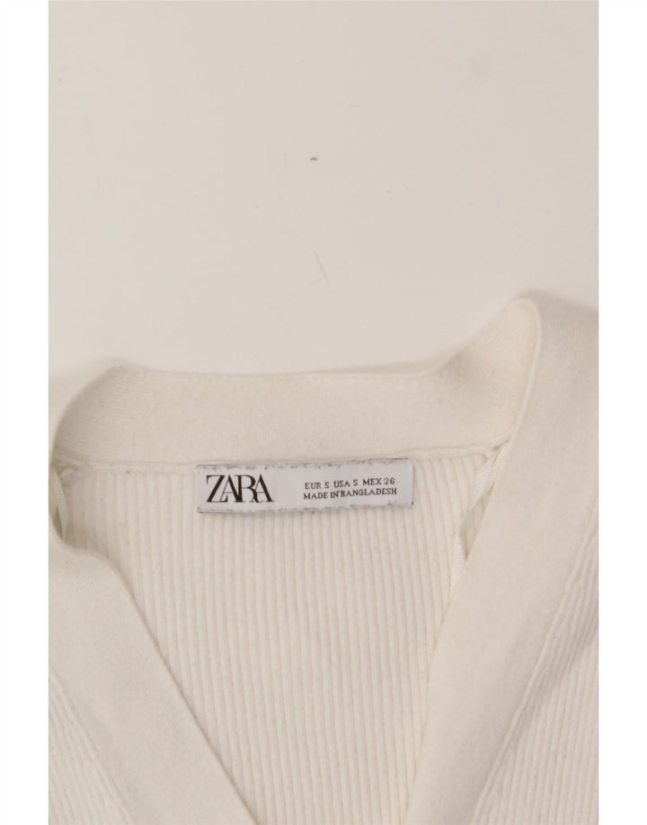 ZARA Womens Cardigan Sweater UK 10 Small White Viscose Vintage Zara and Second-Hand Zara from Messina Hembry 
