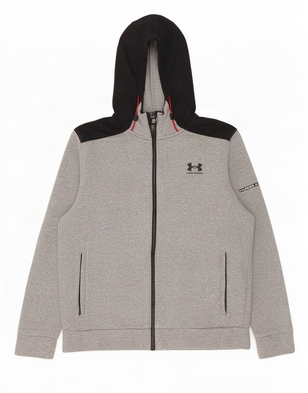 Maglione con cappuccio e zip da uomo Under Armour in cotone color block grigio medio