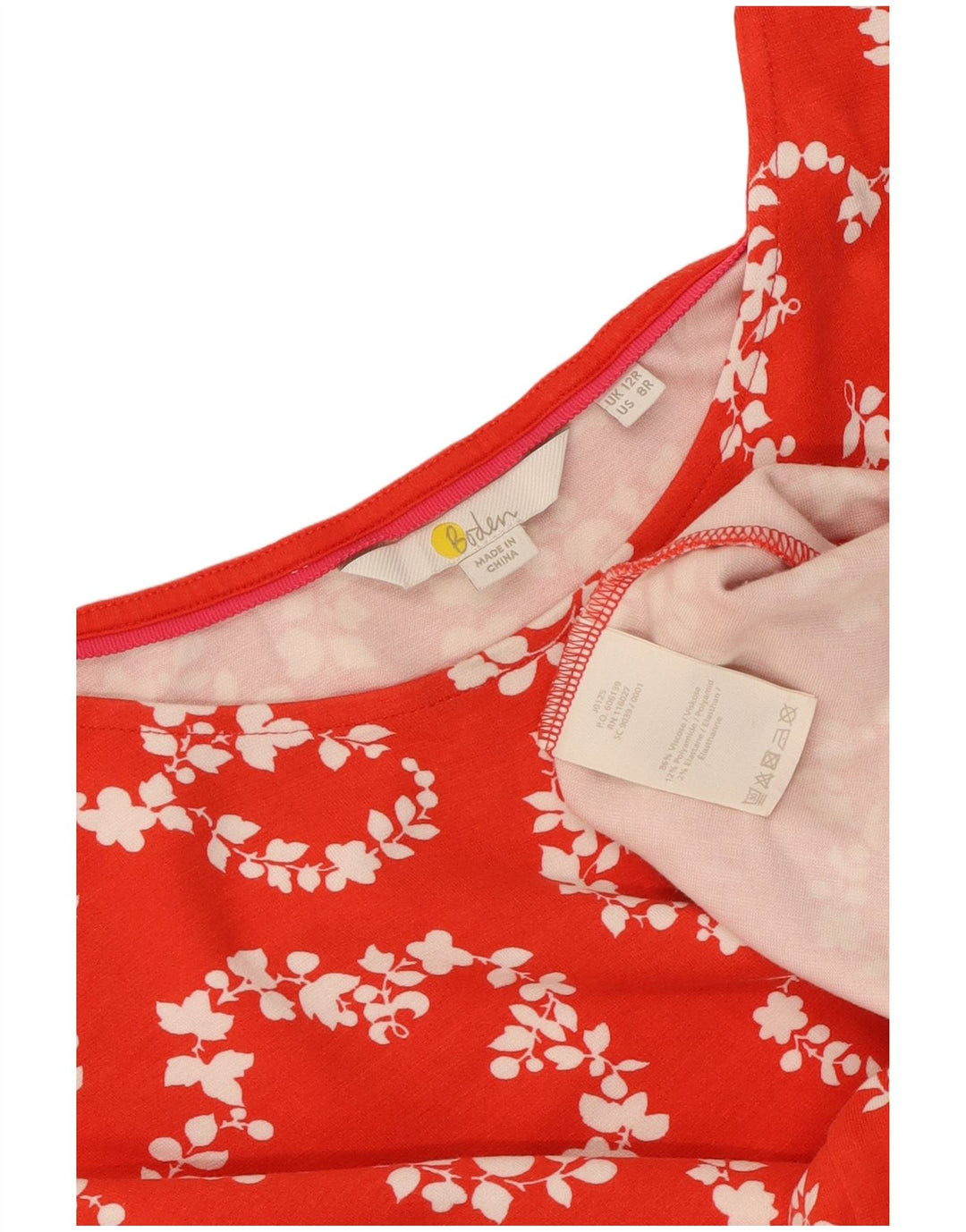 Abito tubino da donna Boden UK 12 Viscosa floreale rossa media