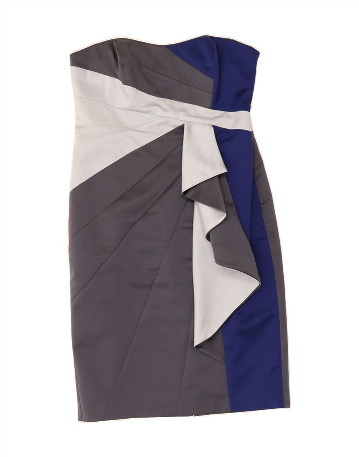 DEBUT Womens Strapless Dress UK 12 Medium Grey Colourblock Vintage Debut and Second-Hand Debut from Messina Hembry 