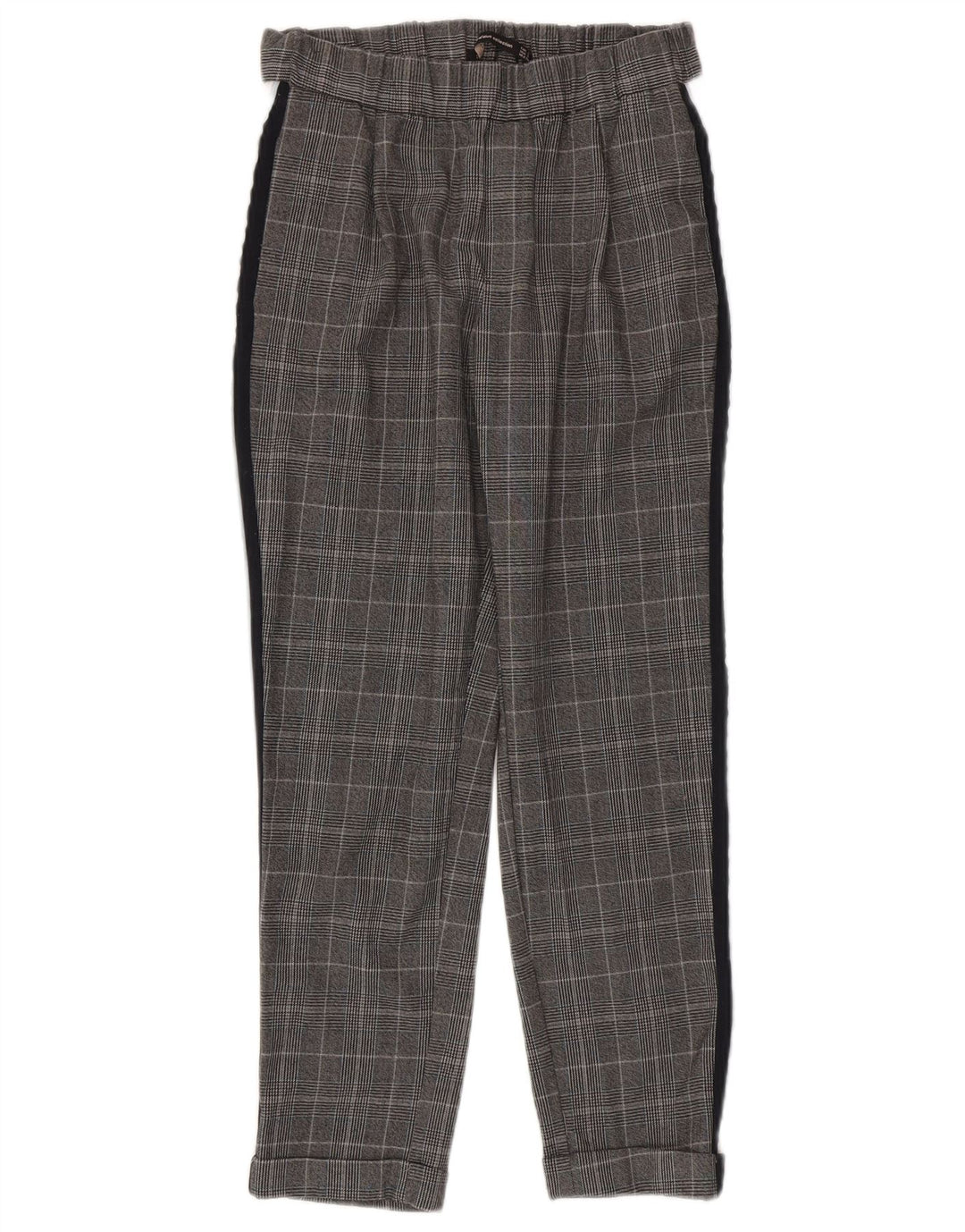 Pantaloni casual slim da donna Zara piccoli W26 L24 poliestere a quadri grigi