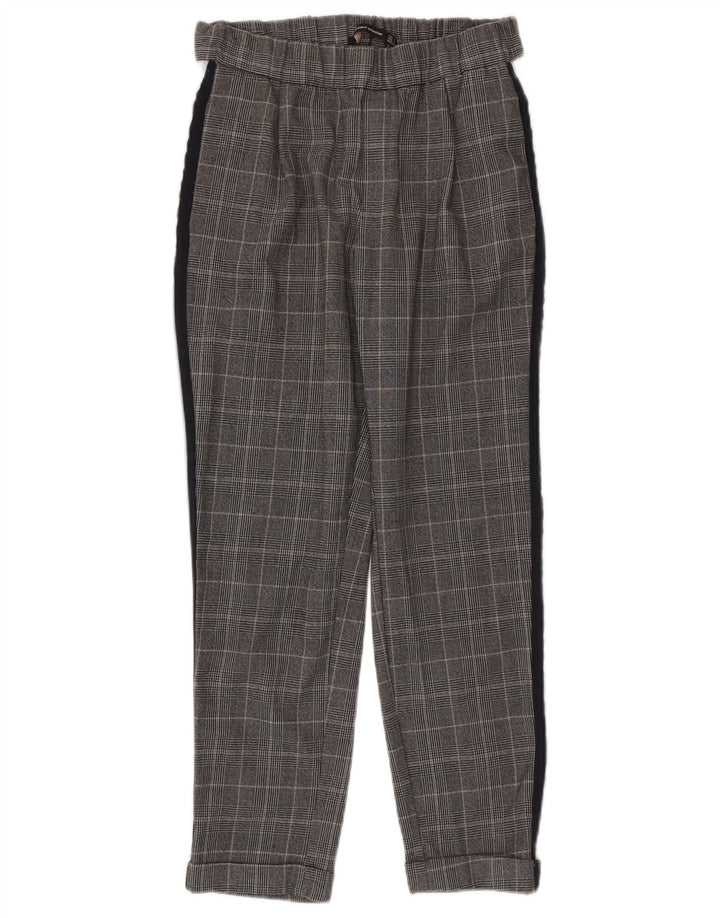 Pantaloni casual slim da donna Zara piccoli W26 L24 poliestere a quadri grigi
