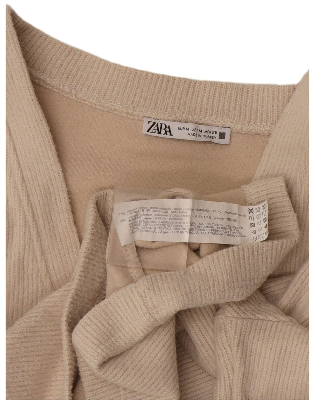 Maglione cardigan corto da donna Zara UK 14 Cotone beige medio