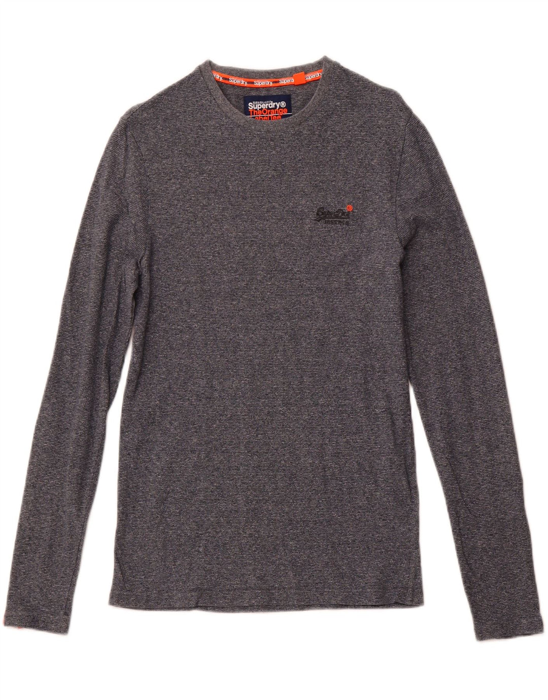 SUPERDRY Top da uomo a manica lunga piccolo in cotone screziato blu navy
