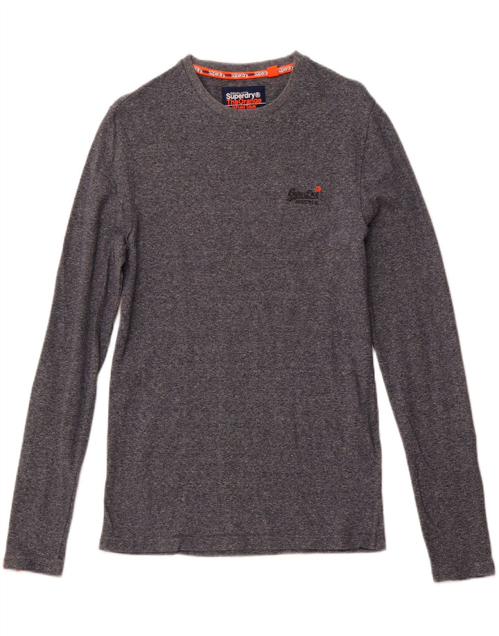 SUPERDRY Top da uomo a manica lunga piccolo in cotone screziato blu navy