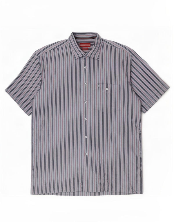 Camicia a maniche corte da uomo Pierre Cardin XL in modal a righe blu