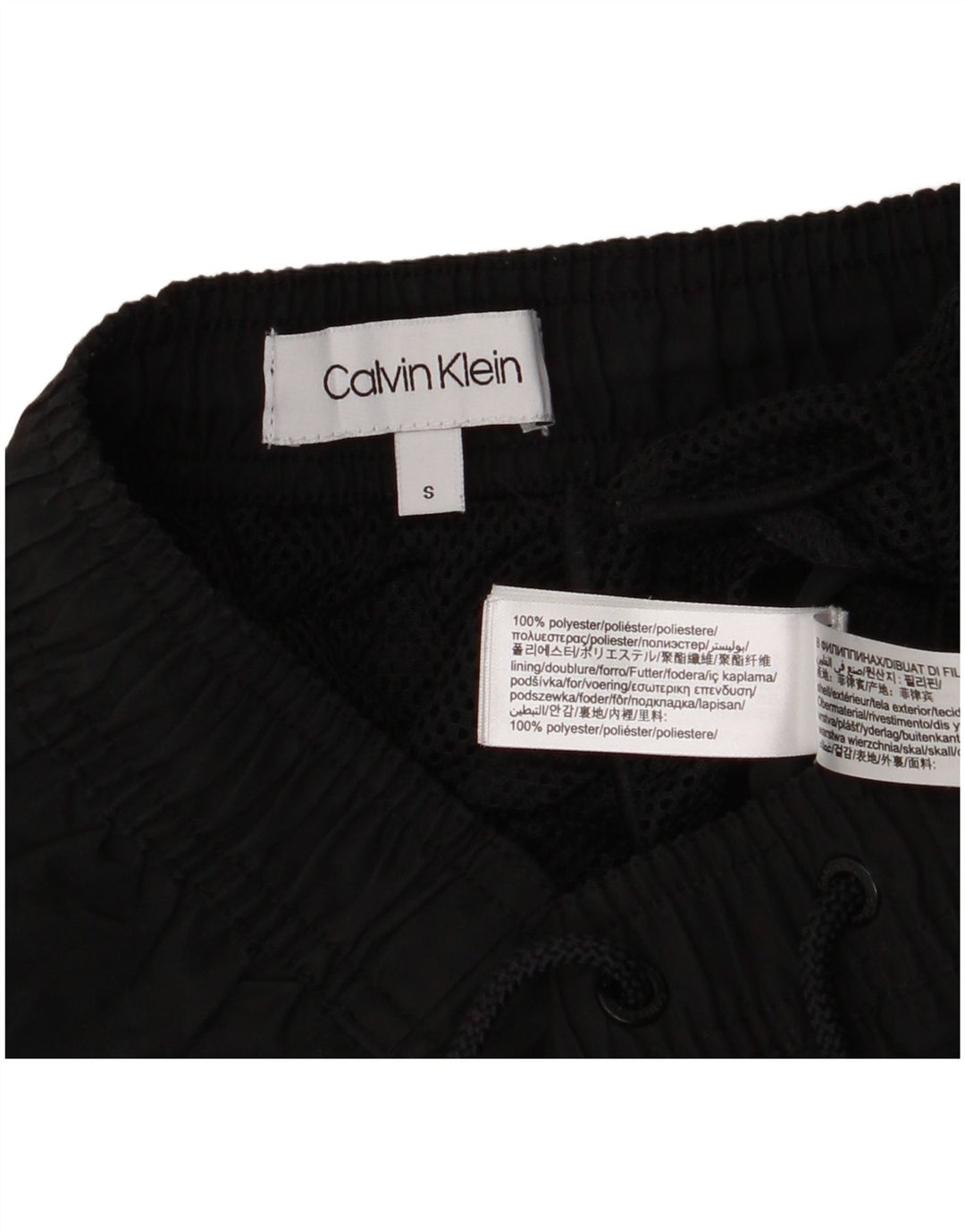 Pantaloncini da bagno grafici da uomo Calvin Klein piccoli in poliestere nero