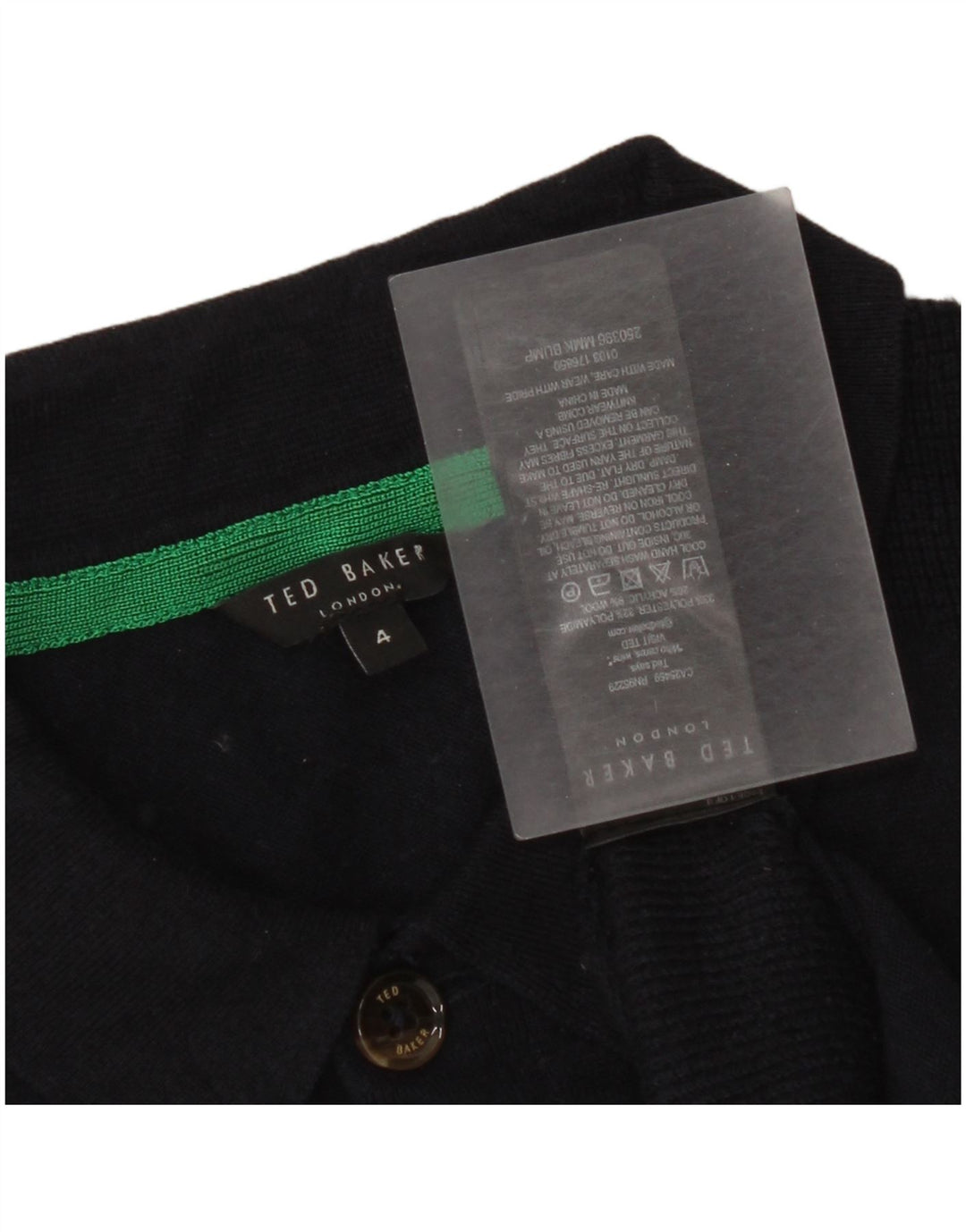 Ted Baker Maglione da uomo a maniche corte con collo a polo taglia 4 grande blu navy
