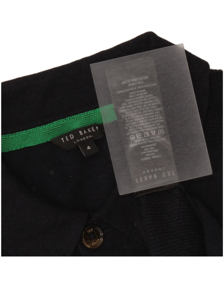 Ted Baker Maglione da uomo a maniche corte con collo a polo taglia 4 grande blu navy