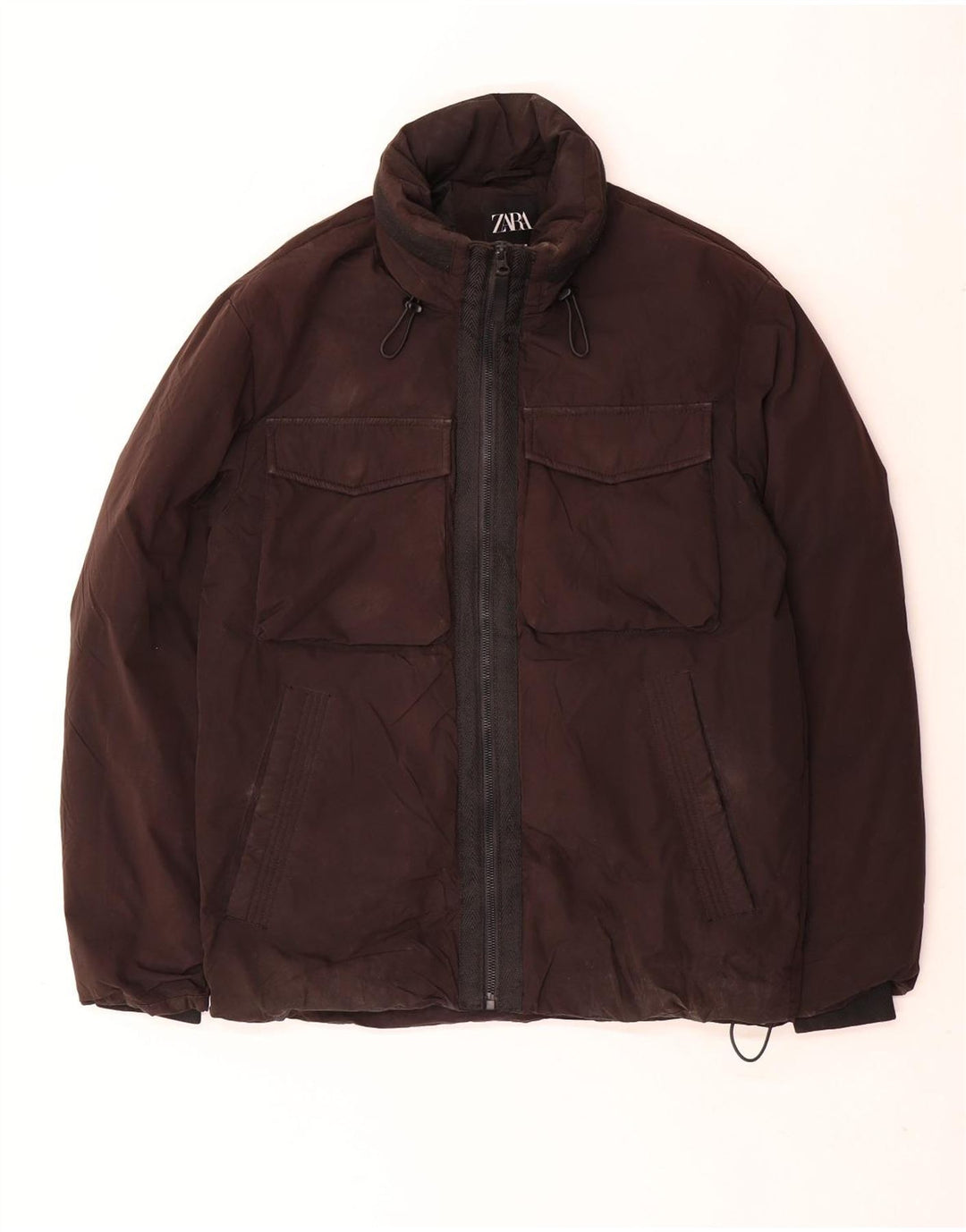 Giacca imbottita con cappuccio da uomo Zara UK 36 piccola poliestere nero