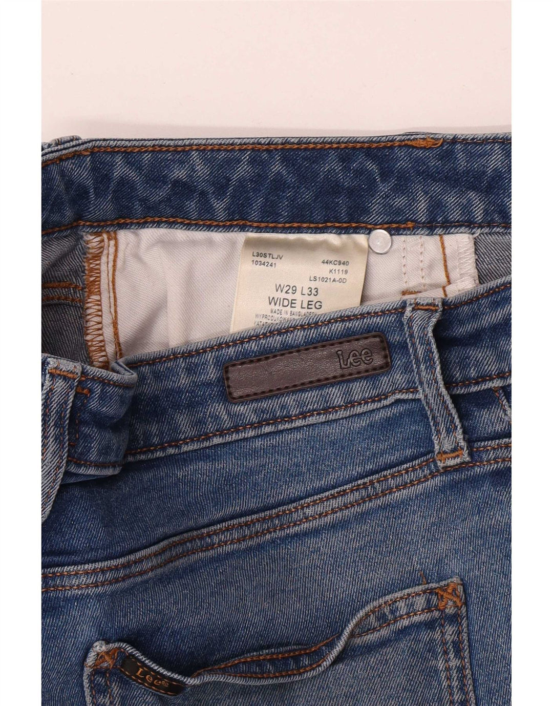 Jeans Lee da donna a gamba larga corta W29 L26 cotone blu