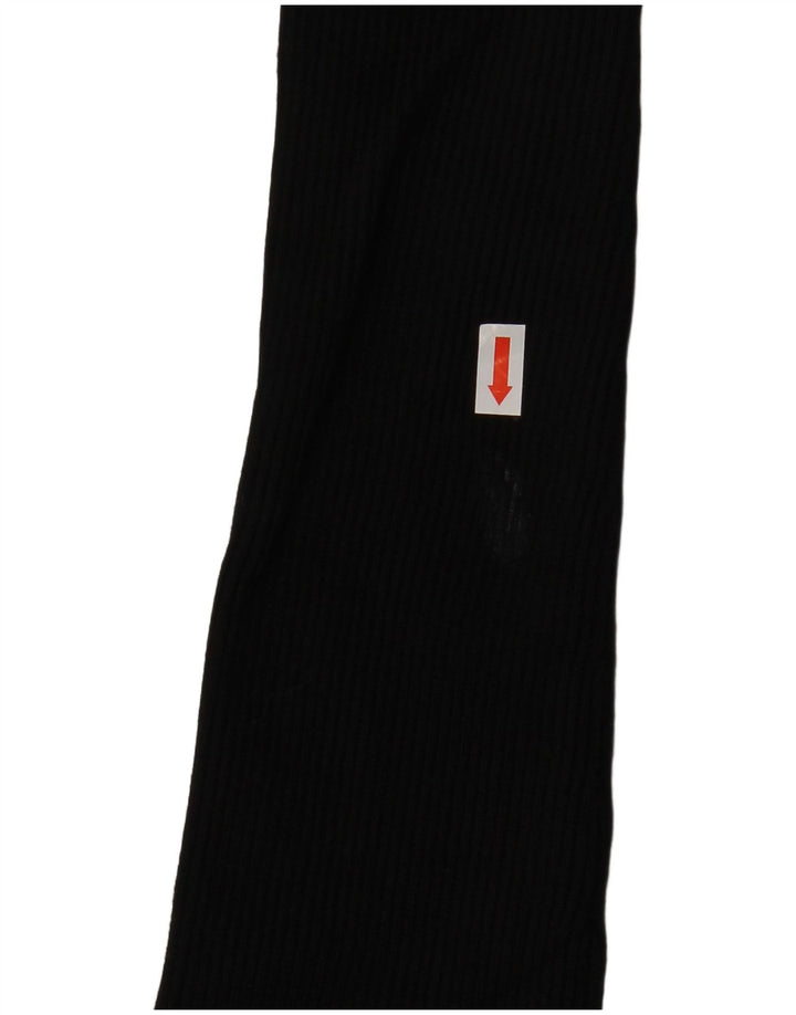 ZARA Maglione Corto da Donna con Scollo a Barca UK 8 Piccolo in Viscosa Nera