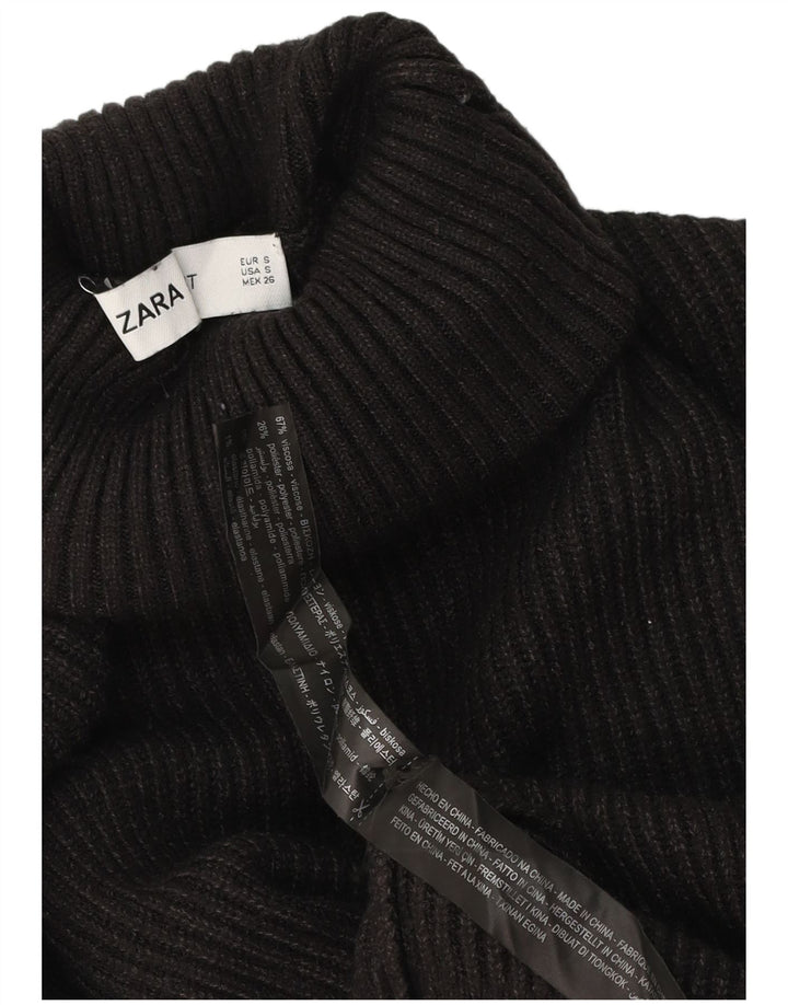 Maglione maglione a collo alto da donna Zara UK 10 piccolo in viscosa nera