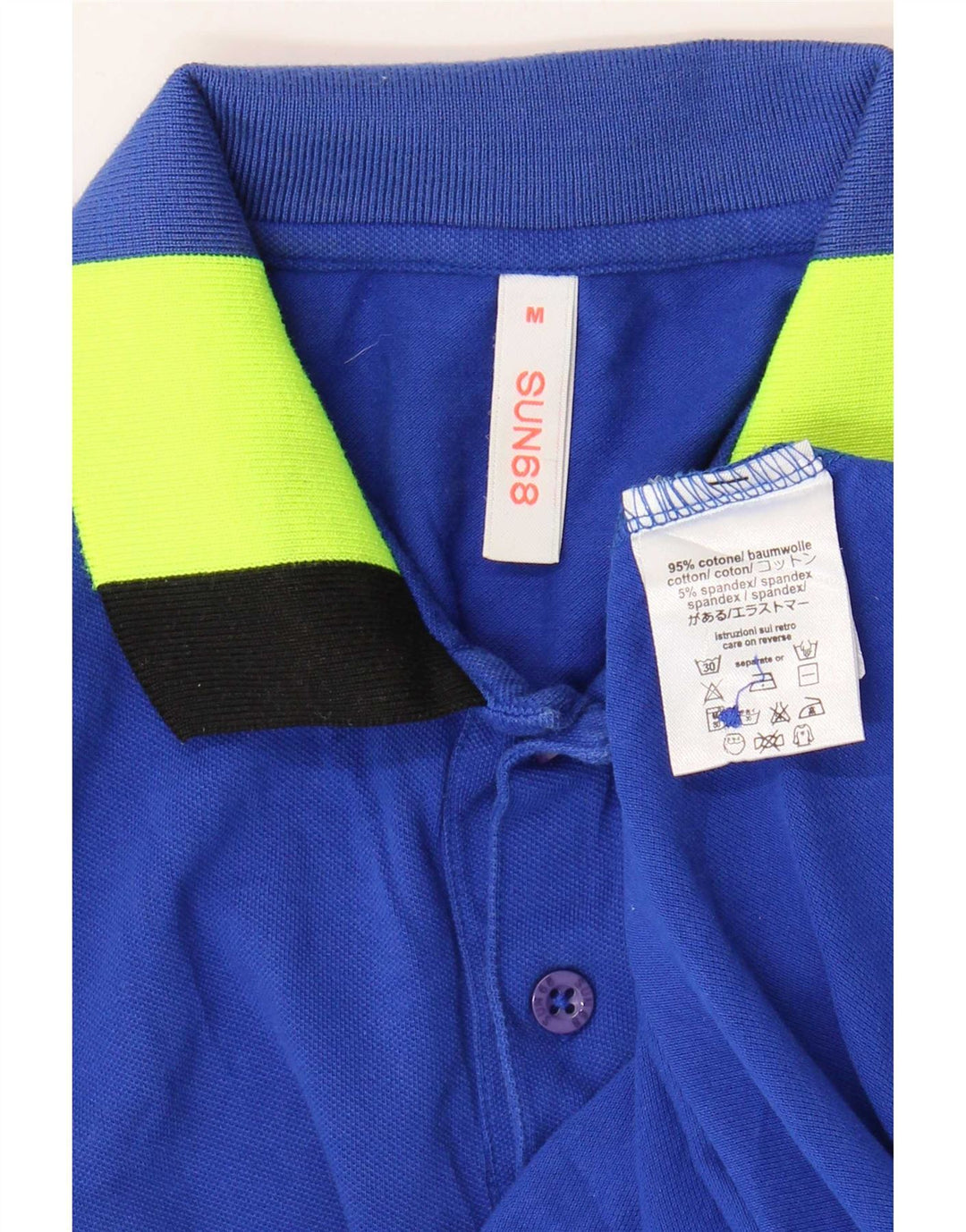 Polo da uomo Sun68 in cotone a righe blu medio