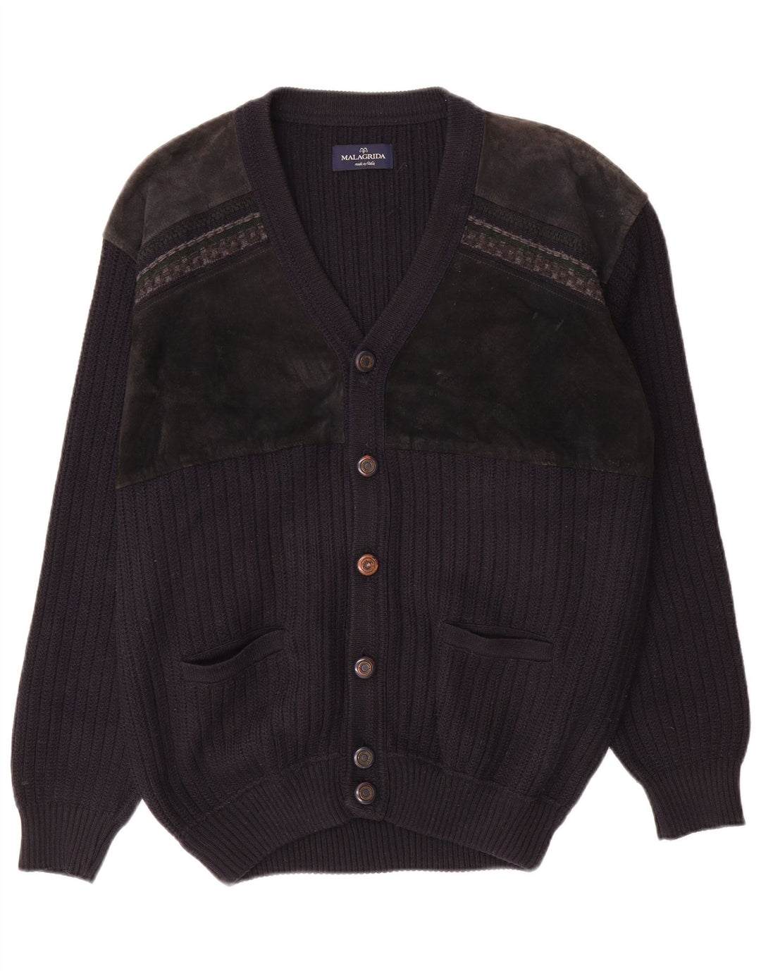 Maglione cardigan da uomo Malagrida grande blu navy