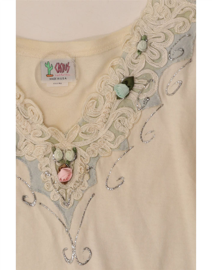 VINTAGE Womens Blouse Top One Size White Cotton Vintage Vintage and Second-Hand Vintage from Messina Hembry 