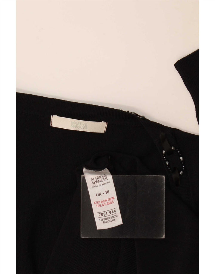 Maglione cardigan aperto da donna Marks & Spencer UK 16 grande viscosa nera