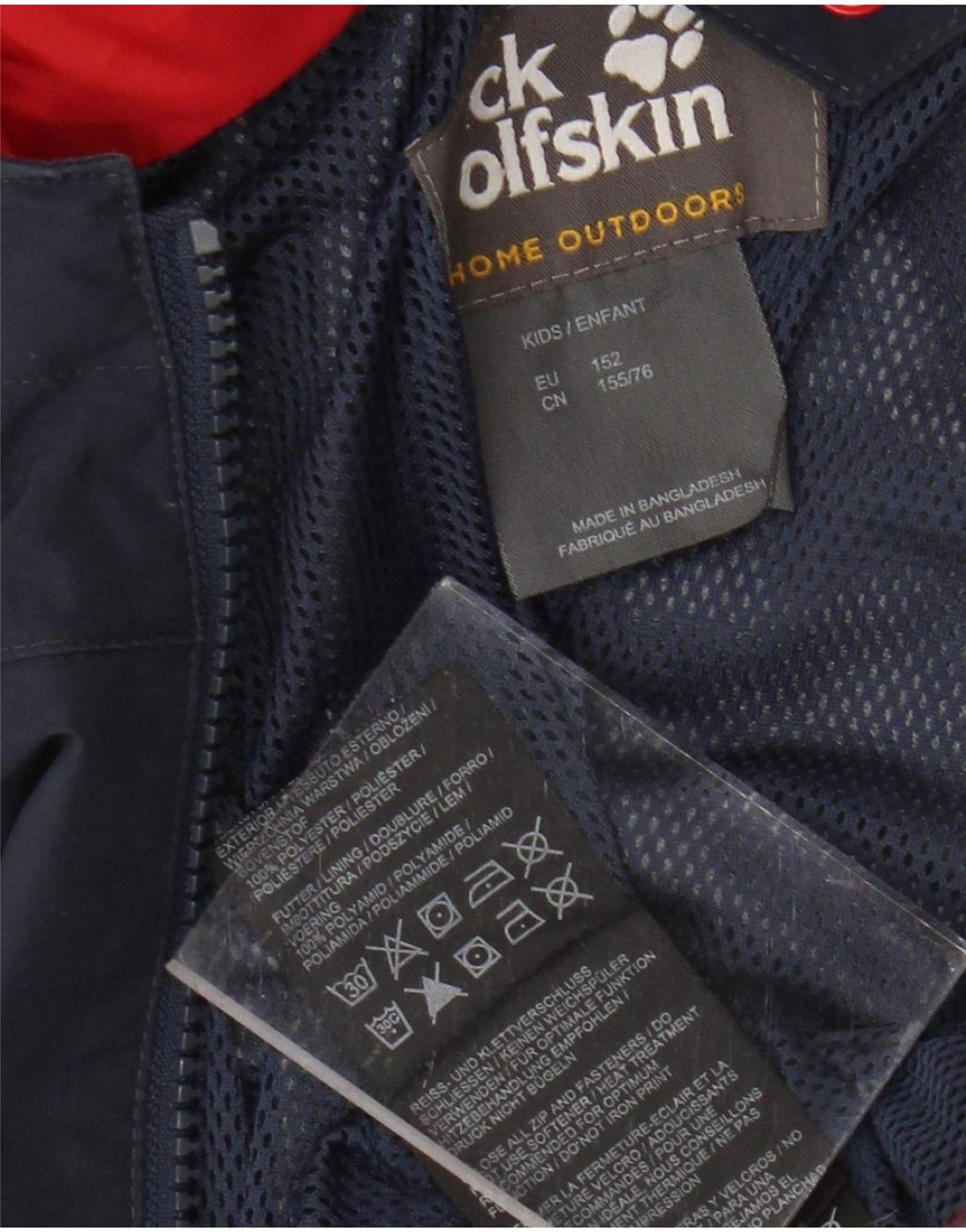 JACK WOLFSKIN Giacca antipioggia con cappuccio per ragazzi 12-13 anni Blu navy Colourblock