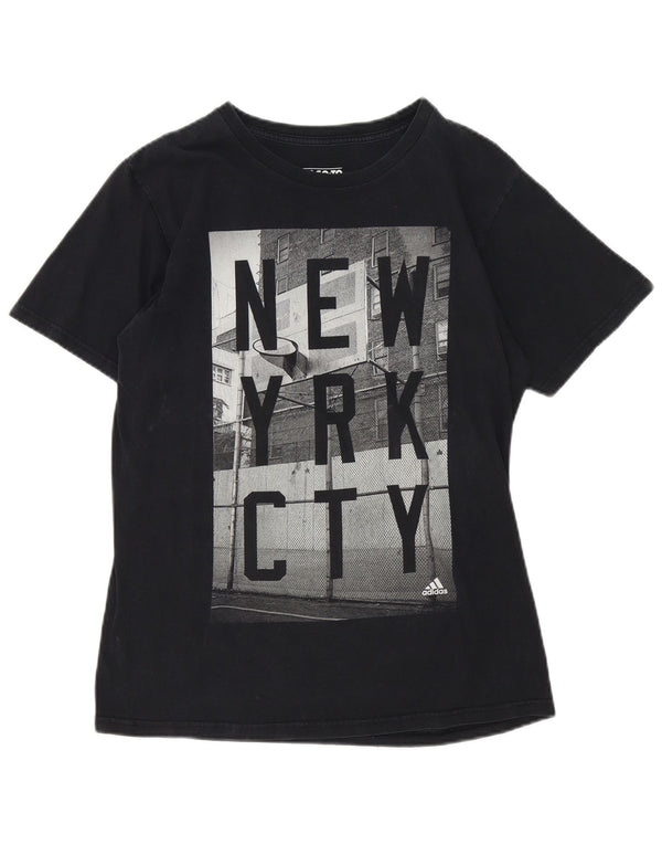 T-shirt grafica da uomo Adidas New York City Top in cotone nero medio