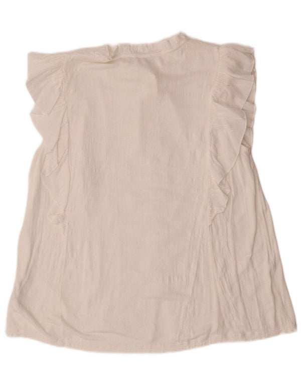 MONSOON Camicia a maniche corte da donna Camicetta UK 14 Viscosa bianca media