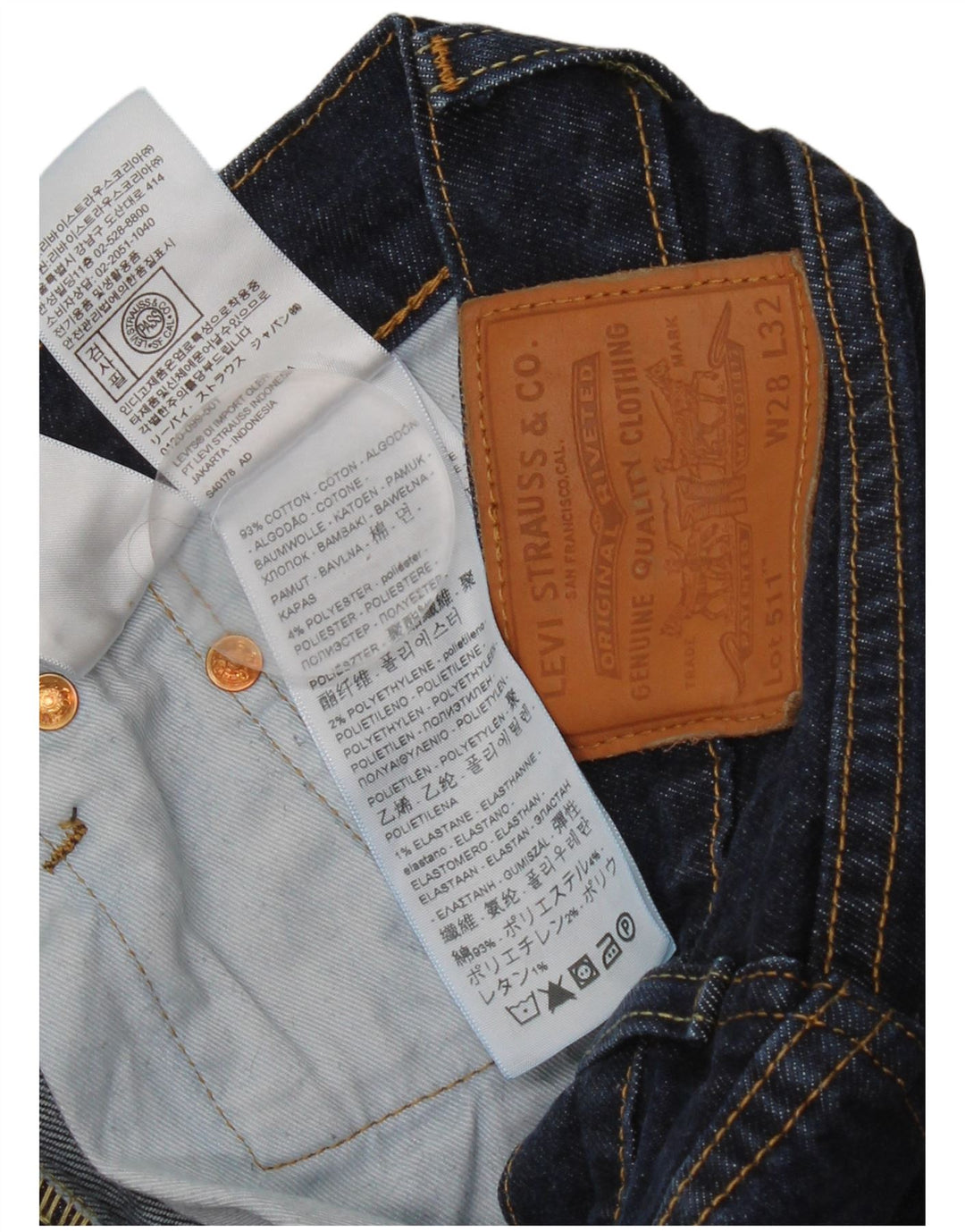 Jeans Levi's Uomo 511 Slim W28 L32 Cotone Blu