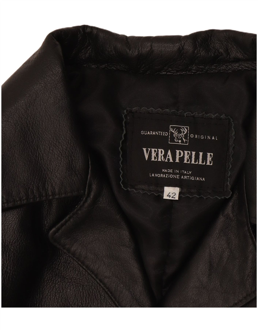 Cappotto in Pelle da Donna VINTAGE IT 42 Medio in Pelle Nera