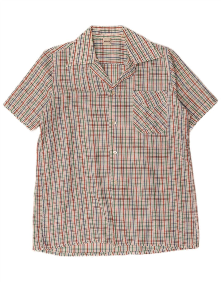 Camicia a maniche corte da uomo Bassetti taglia 37 14 1/2 piccolo quadretto multicolore