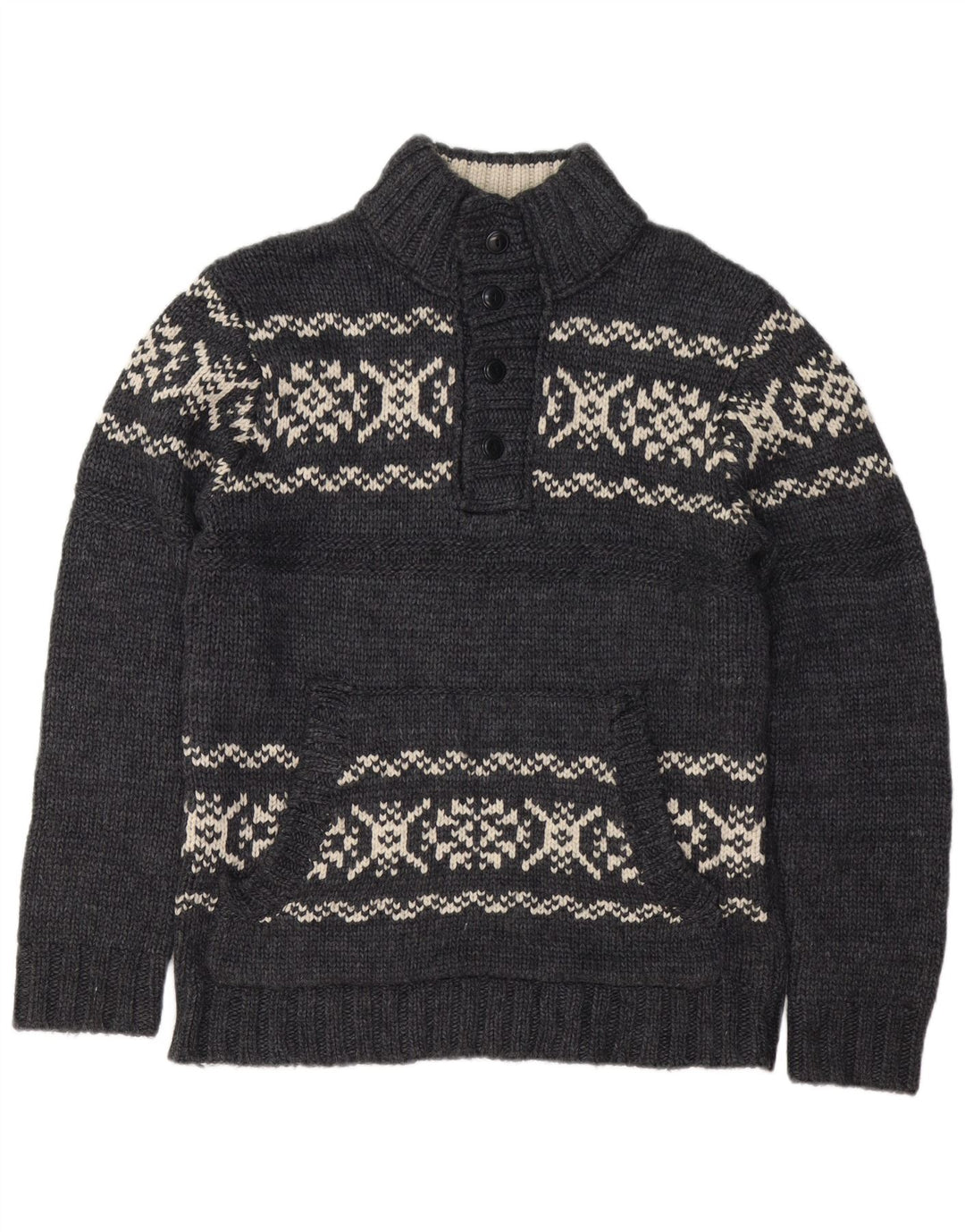 Maglione da uomo Dockers con collo a bottoni, grande acrilico grigio Fair Isle