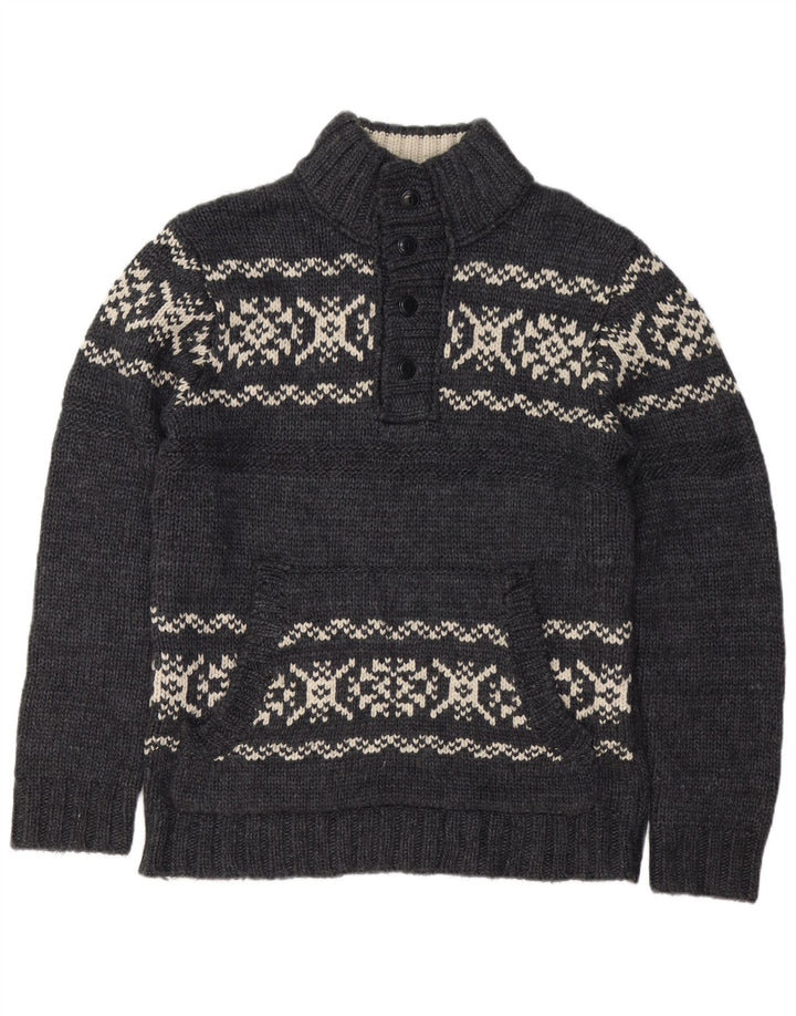 Maglione da uomo Dockers con collo a bottoni, grande acrilico grigio Fair Isle