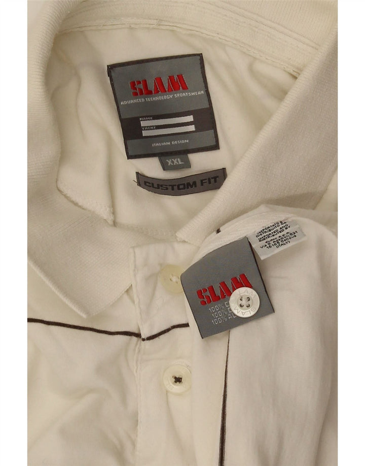 Polo Slam da uomo su misura 2XL in cotone a righe bianche