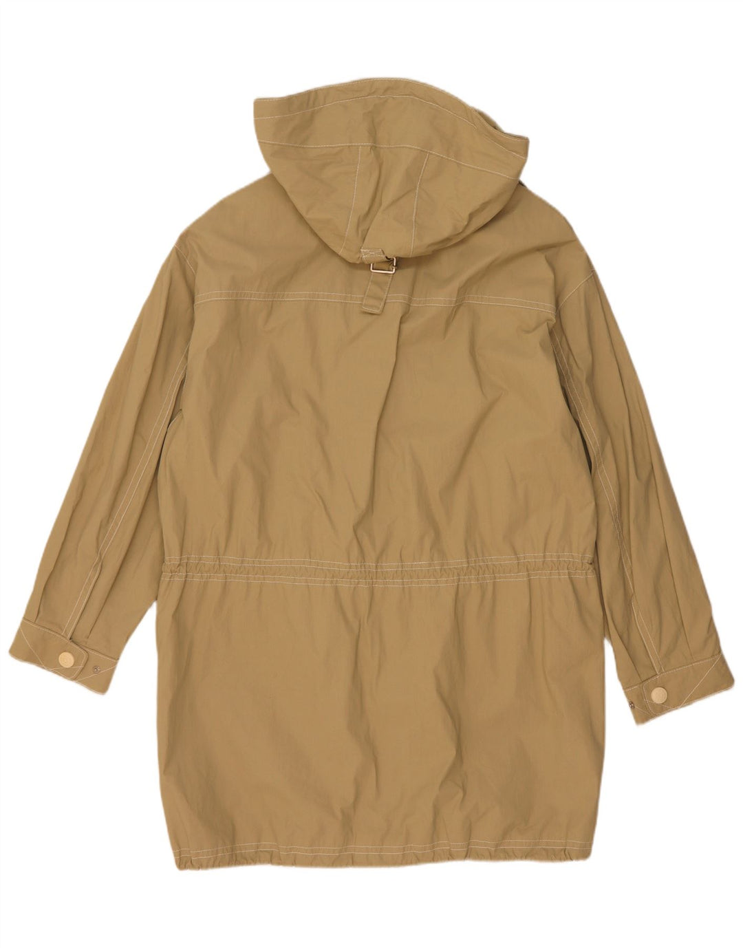 Giacca parka oversize con cappuccio da donna vintage UK 8 piccola in cotone beige