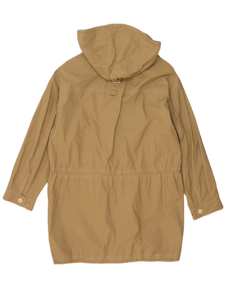 Giacca parka oversize con cappuccio da donna vintage UK 8 piccola in cotone beige