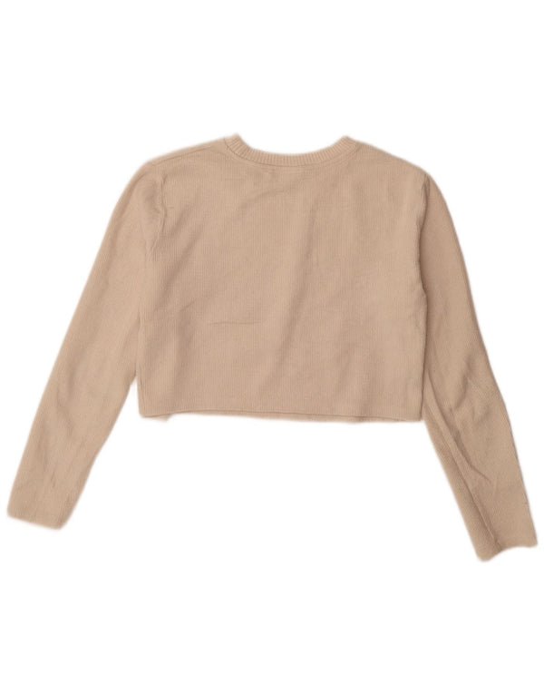 Top corto da donna Zara a maniche lunghe UK 10 piccolo in cotone beige