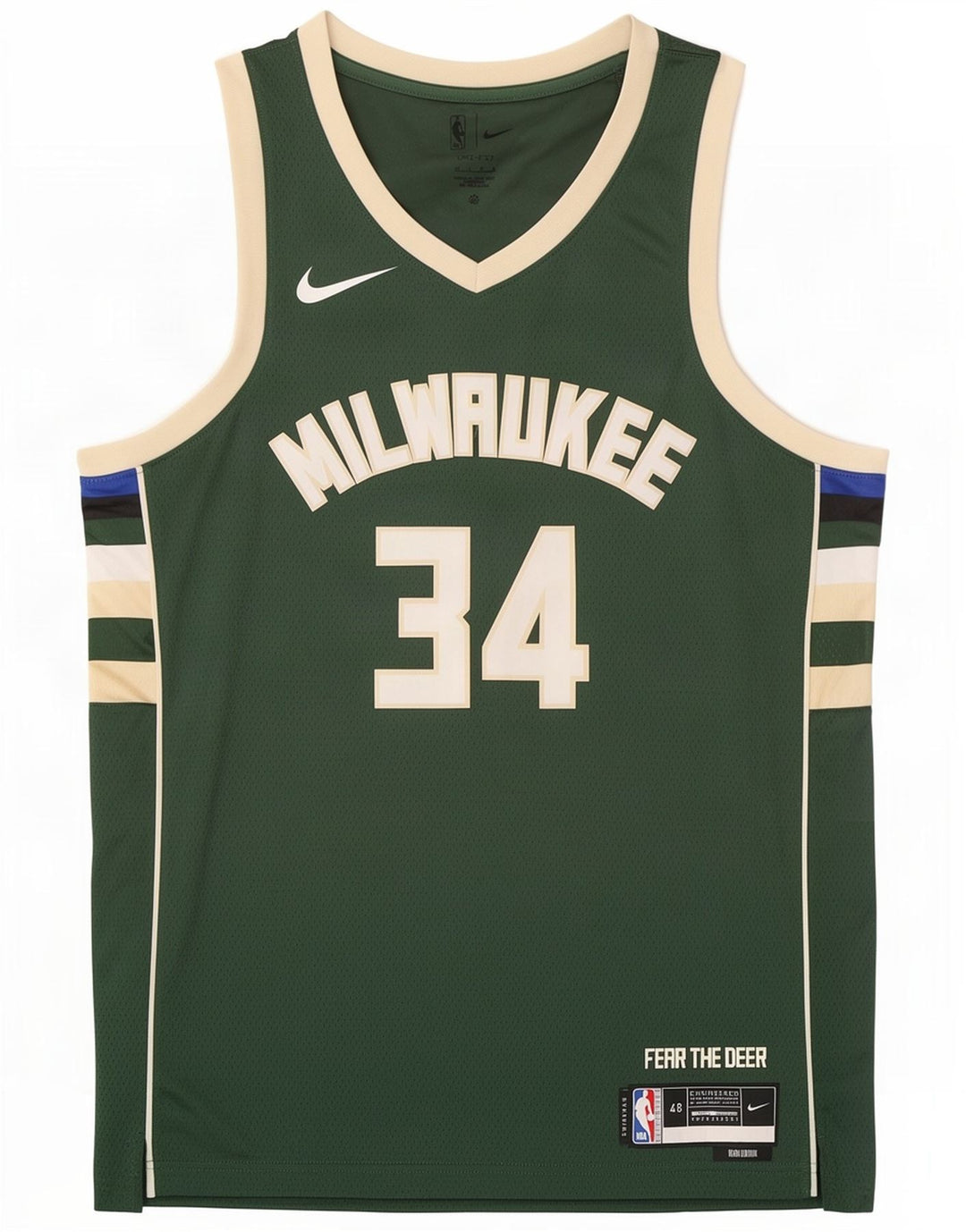 Canotta grafica Nike Milwaukee 34 da uomo, grande, in poliestere color block verde