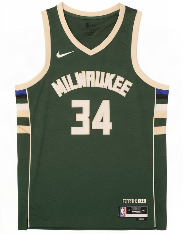 Canotta grafica Nike Milwaukee 34 da uomo, grande, in poliestere color block verde