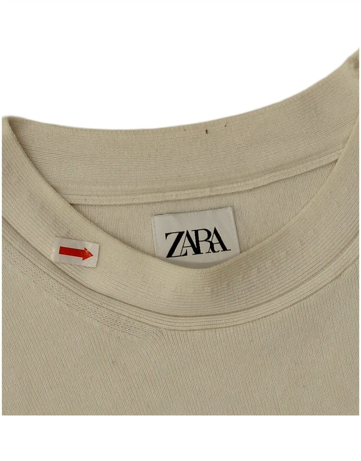 Maglione maglione con scollo a barca da donna Zara UK 14 Viscosa bianca media