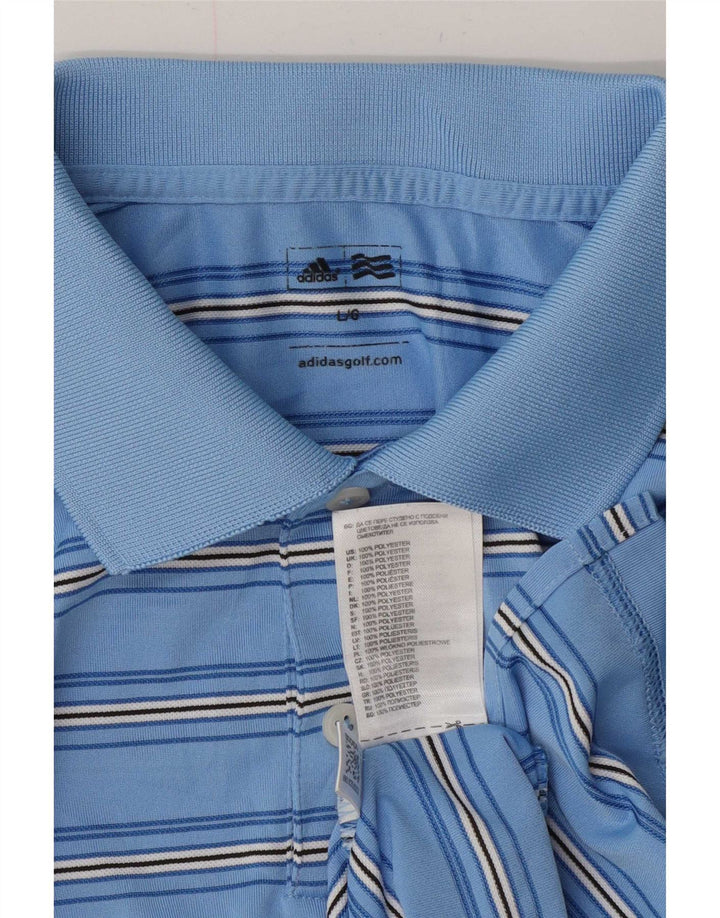 Polo Adidas da uomo grande in poliestere a righe blu