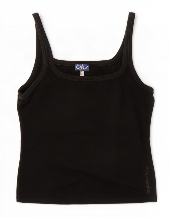 Byblos Canottiera corta da donna UK 16 grande cotone nero