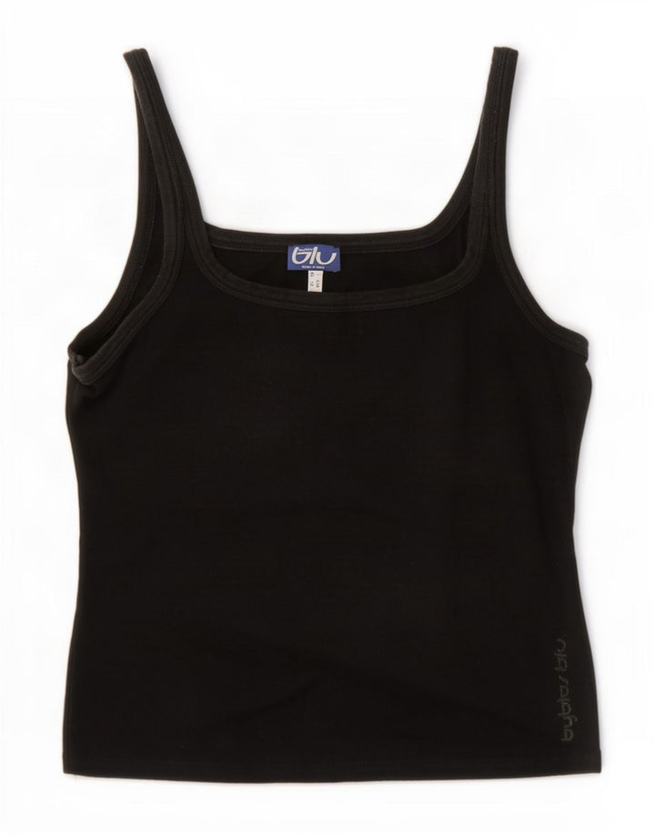 Byblos Canottiera corta da donna UK 16 grande cotone nero
