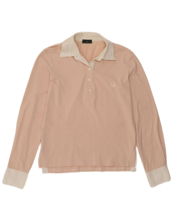 Polo da rugby a maniche lunghe da donna Fred Perry UK 14 Large Pink Colourblock