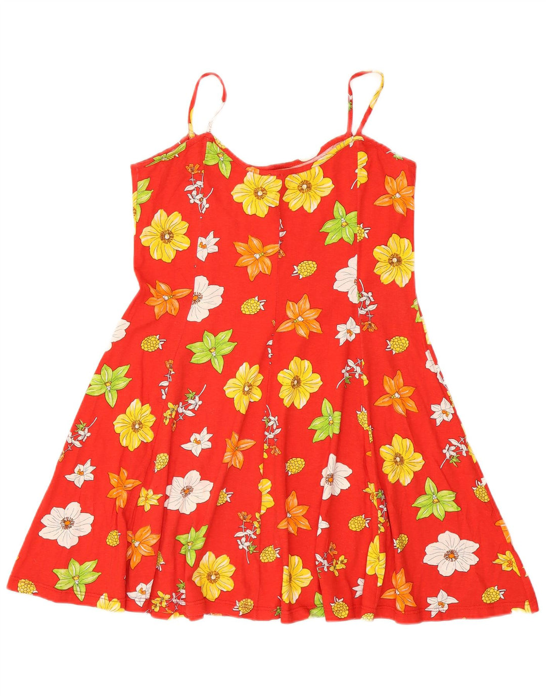 Prendisole vintage da donna UK 12 cotone floreale rosso medio